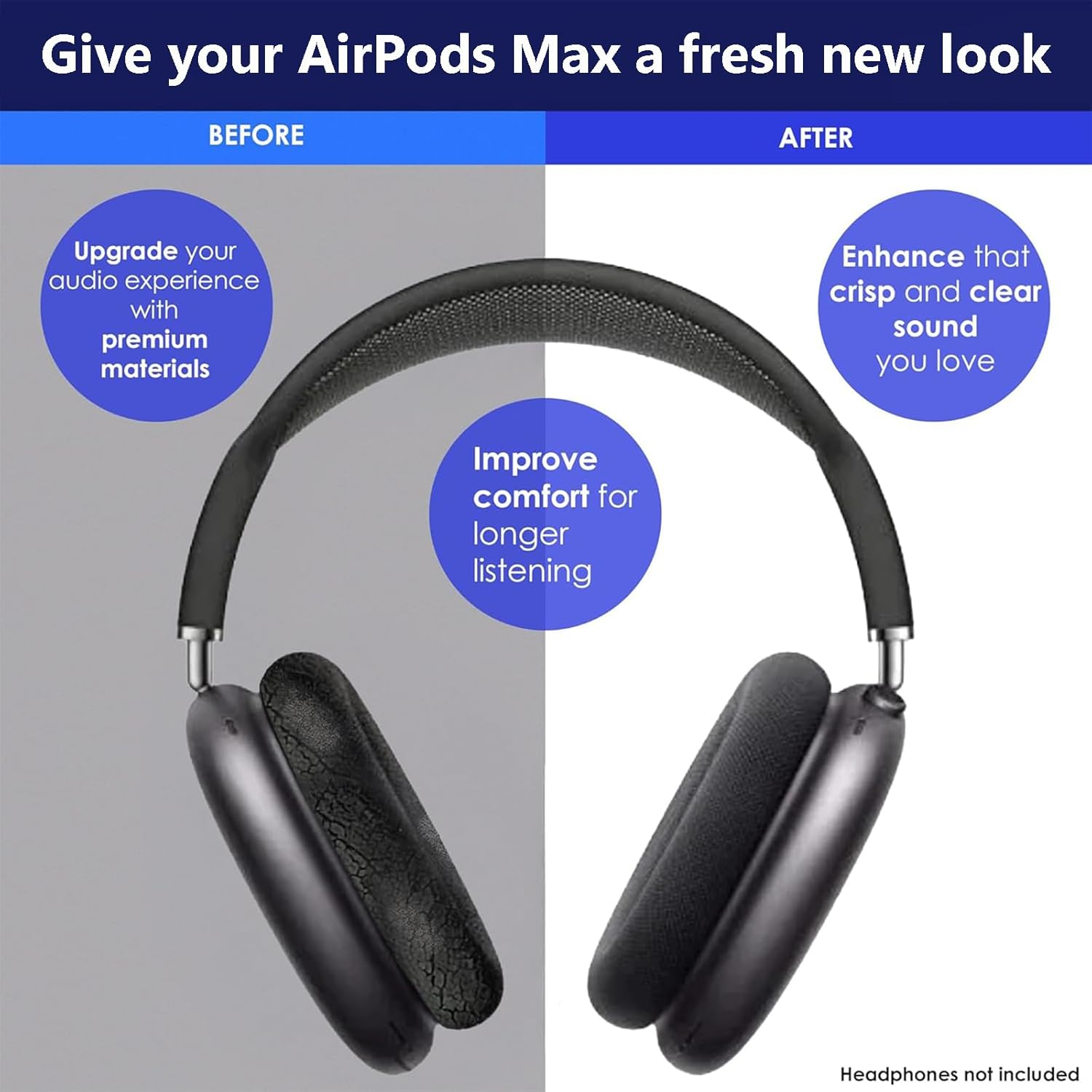 Raheem Replacement Ear Pads Compatible with Airpods Max Over-Ear Headphones, Premium Replacement Pads with Durable Mesh Fabric and Softer Foam, Airpods Max Accessories image number 5