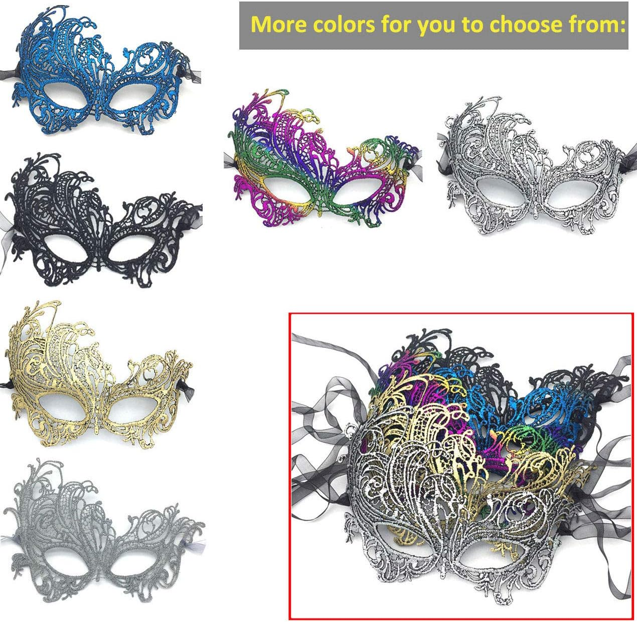 Imapo Masquerade Mask for Women, Mardi Gras Lace Masks, Cosplay Venetian Party Prom Ball Christmas Halloween Eye Lady Masks - Phoenix (Blue) image number 1