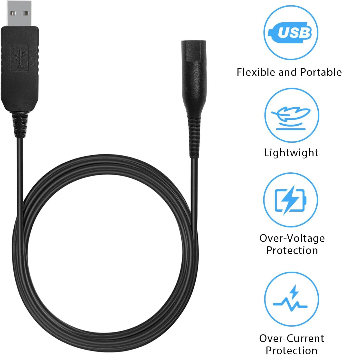 12V Shaver Charger Cable for Braun Shaver Series 9 8 7 6 5 3 1, for Braun Razor 3040S 340S 310S 9385Cc 370 720 760Cc 790Cc 720S-4 7865Cc 9090Cc 9290Cc 9330S 5018S 7020S 9095Cc 390Cc image number 1