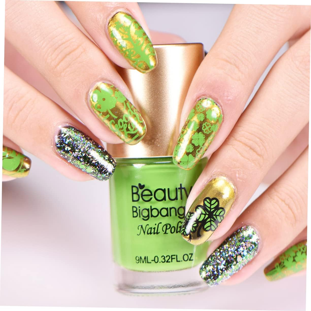 VICASKY St Patrick'S Day Nail Art Stamping Plates Geometric Nail Salon Template