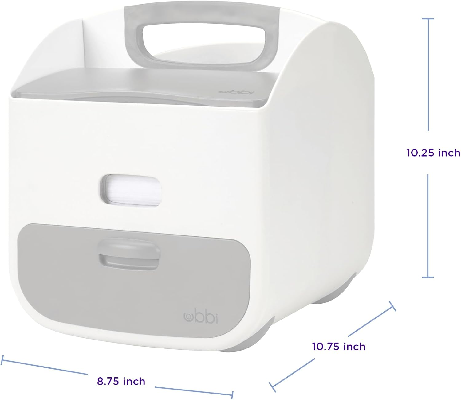 Ubbi Portable Diaper Changing Station Diaper Storage Caddy Organizer with Changing Mat, Stores Baby Diapers, Wipes and Baby Accessories, Gray image number 3