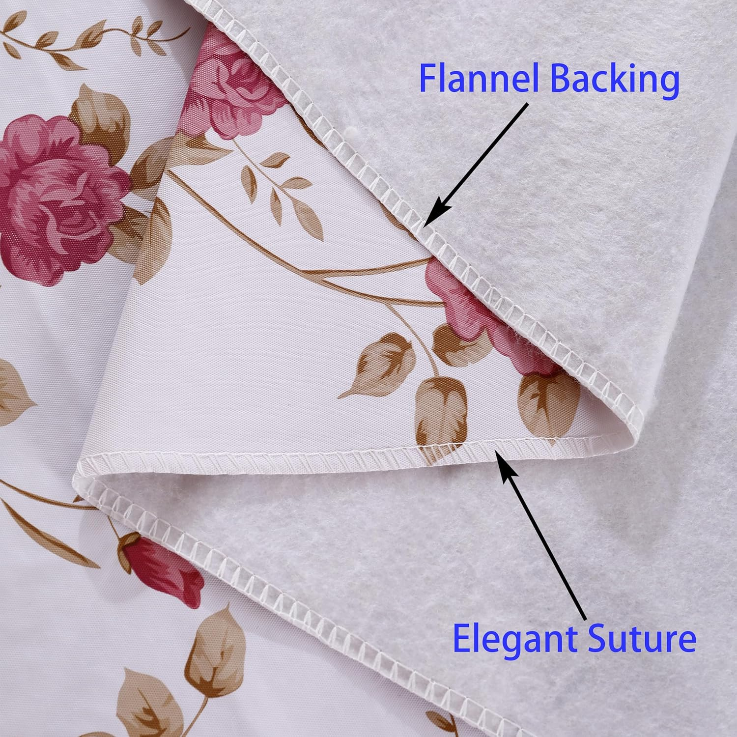Heavy Duty Vinyl Tablecloth with Flannel Backing Waterproof Oil-Proof PVC Table Cloth Stain-Resistant Wipeable Rectangle or Square Table Cover for Indoor and Outdoor (Flowers, 60X102 Inch) image number 3