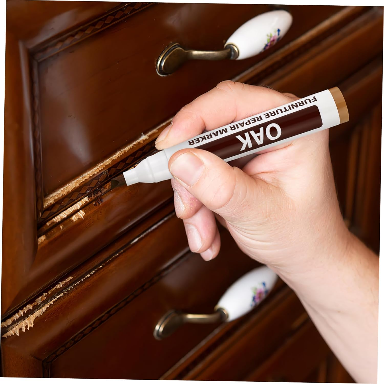 Yardenfun 6Pcs Furniture Touch up Markers for Repairing Scratches Blemish Concealment Quick-Drying Fade-Resistant Utensils in Colors for Restoring Wooden Surfaces image number 6