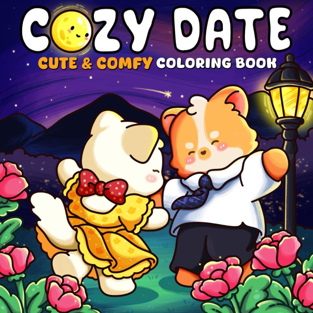 Cozy Date: Sweet and Relaxing Coloring Pages Featuring Romantic Corners and Charming Moments for Teens and Adults image number 1