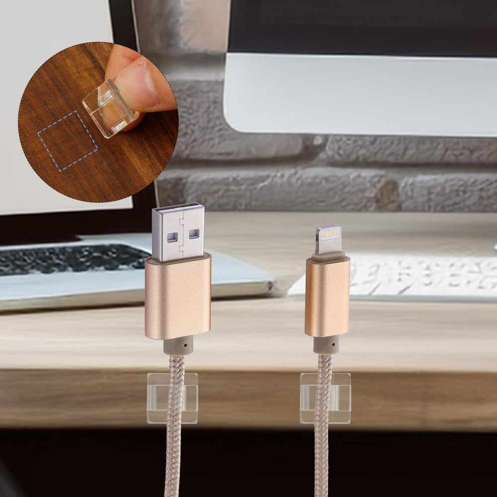 Self-Adhesive Cable Management Clips, 50Pcs Adhesive Cable Clips Wall Wire Holder Cord Organizer, Cable Management TV PC Wire Holder Sticky Tidy and Organizer Cord and Wires image number 2