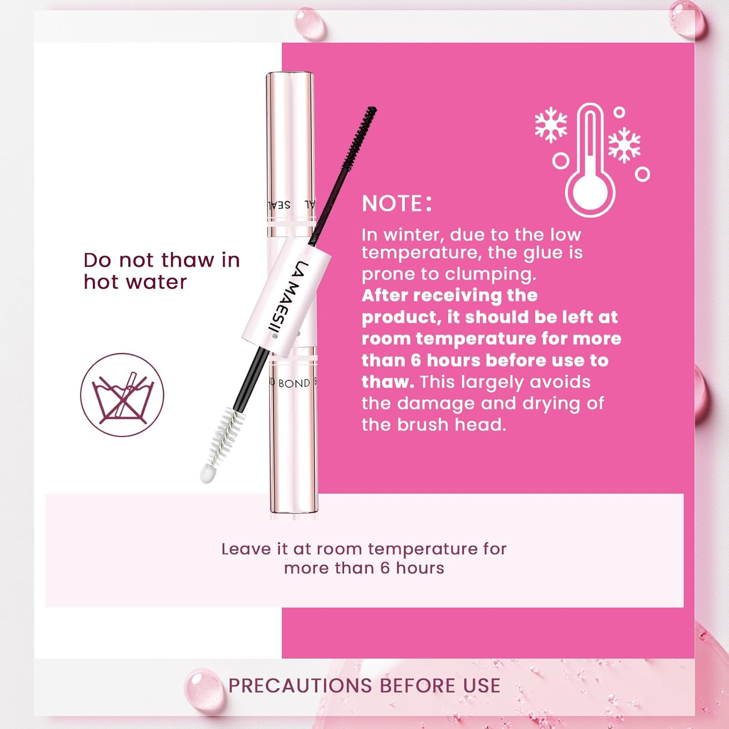 LA MAESII Lash Cluster Bond and Seal Waterproof Glue for Eyelash Clusters 10Ml 2-In-1 Home Use Strong Hold 72H