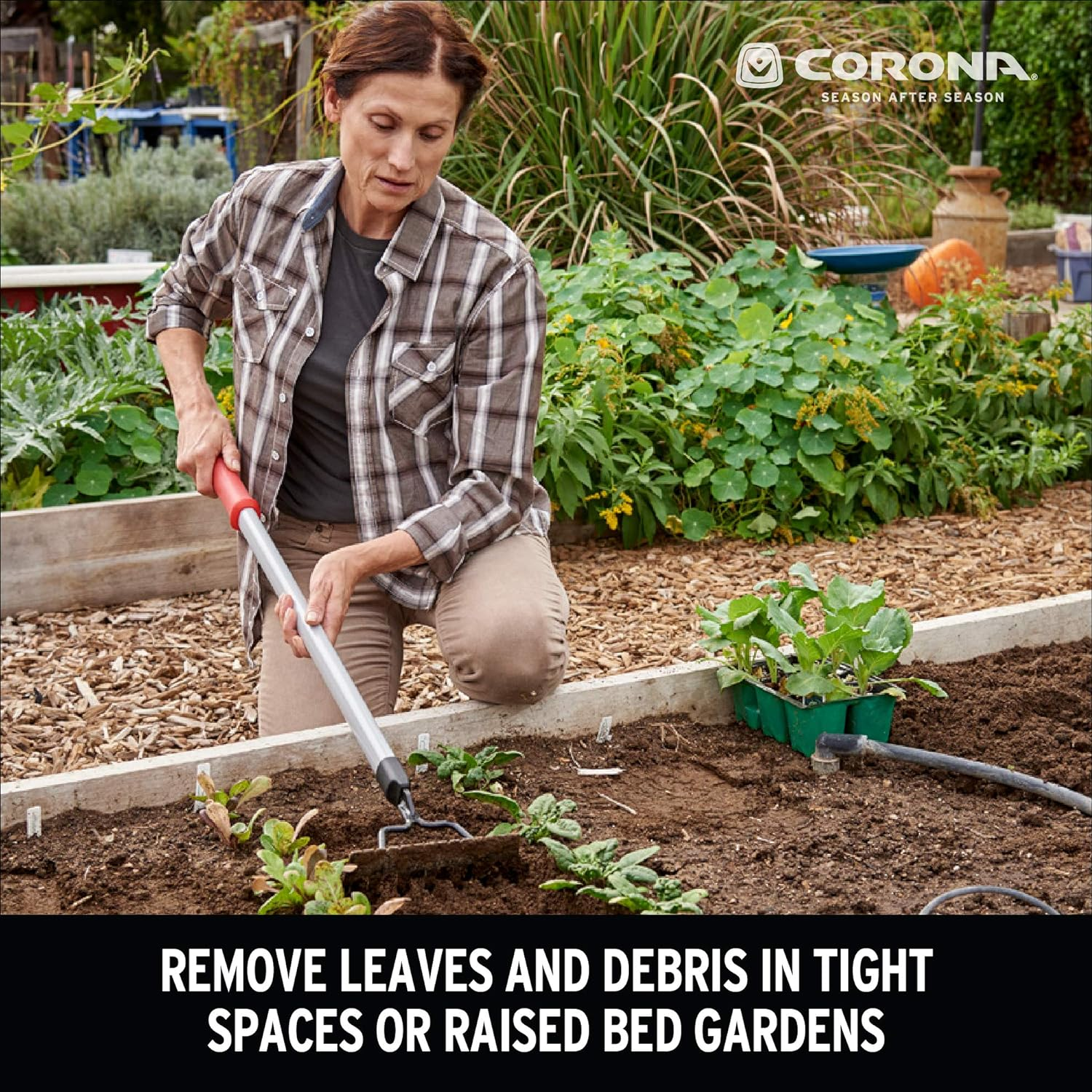 Corona Tools GT 3234 Reach 7-Tine Extended Rake, Silver,Red,Black image number 1