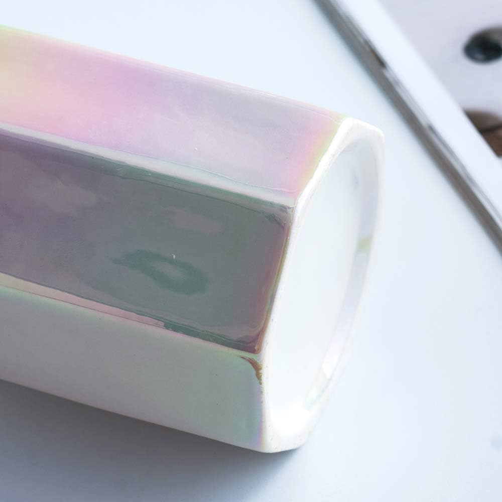 YOSCO Ceramic Desk Pen Holder Stand Cute Pencil Cup Pot Desk Organizer Makeup Brush Holder,Toothbrush Holders(Pearl) image number 2