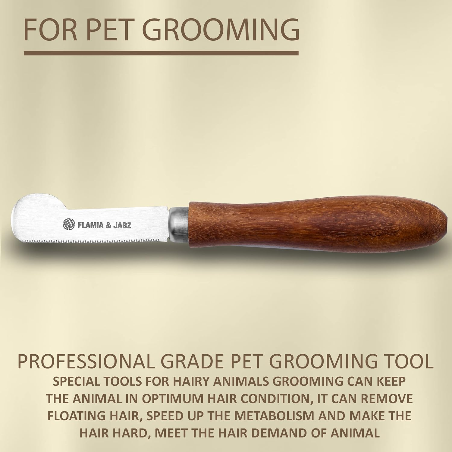 Professional Stripping Knife for Dogs & Pets, round Wooden Handle Grip with Stainless Steel Blade (Extra-Fine, Right Handed) image number 2