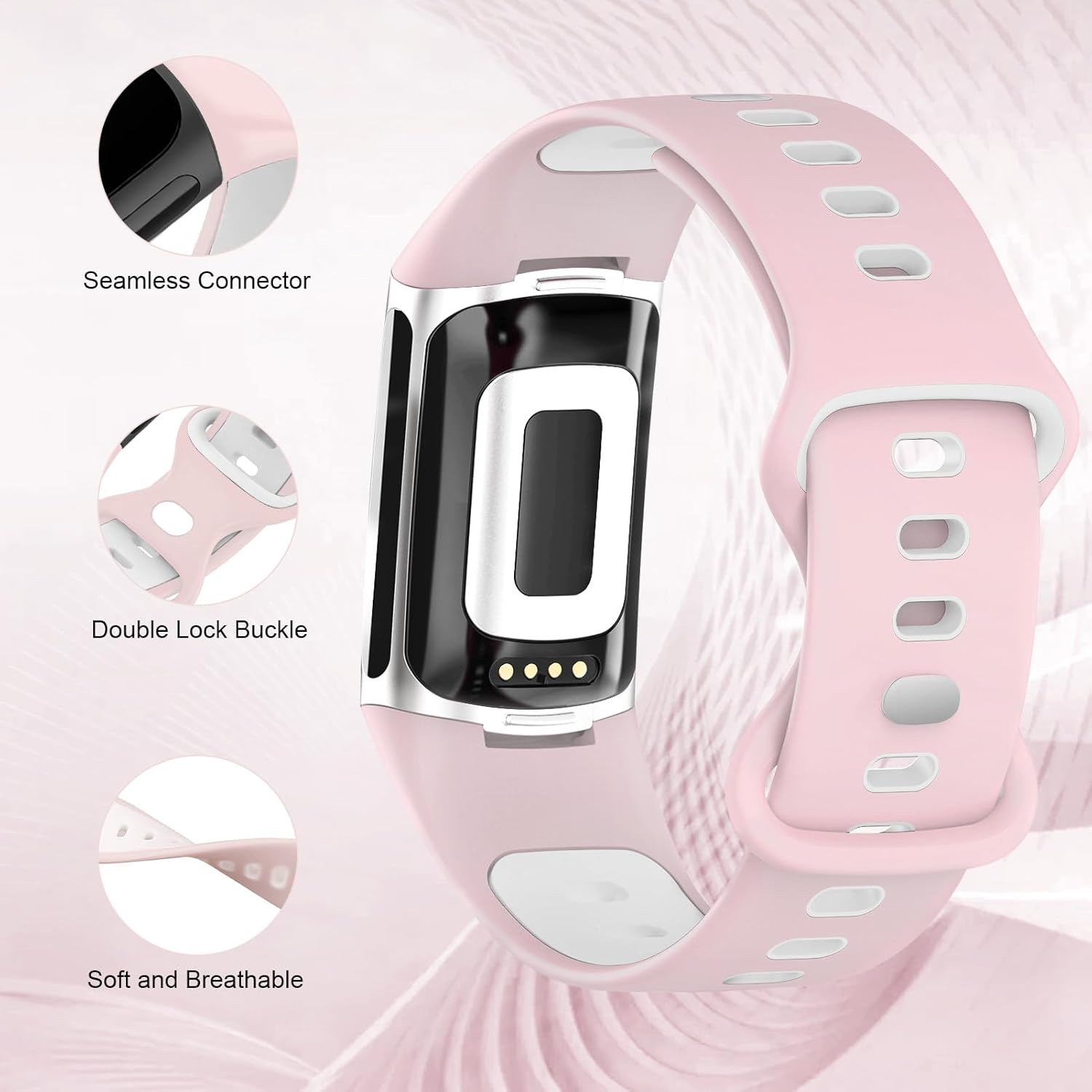 Silicone for Fitbit Charge 6 Band/Fitbit Charge 5 Band Women Men, Soft Silicone Breathable Sport Strap Replacement Wristbands - 03-Water Duck image number 4