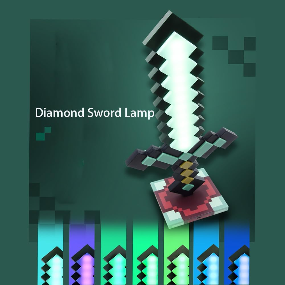 OVLENG Carft Diamond Sword Lamp - Night Lamp for Gaming Desk or Nightstand, 7 Adjustable Color Modes, Works with USB-C image number 3