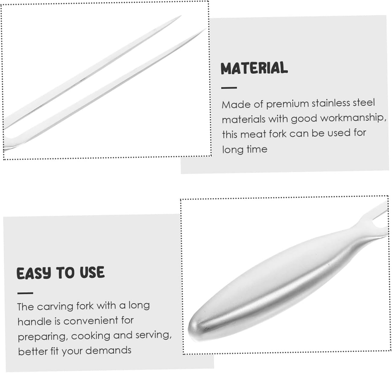 WADY 10.6 Inch/27Cm Stainless Steel BBQ Carving Fork, Meat Fork for Kitchen & Outdoor Grilling (Silver) image number 1