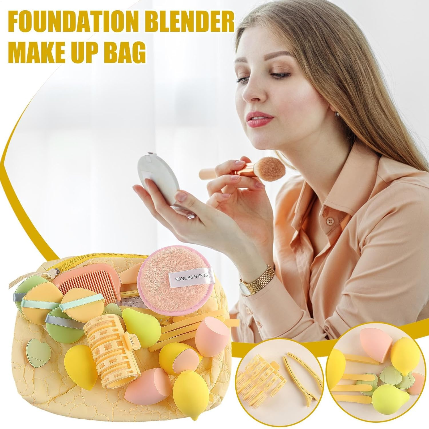 Cosmetic Tool Set - Foundation Blender & Makeup Bag Gift | Beginner-Friendly Makeup Accessories Kit | Beauty Sponge & Tools Set | Ideal Travel Organizer for Women, Wife, Daughter or Mum image number 6