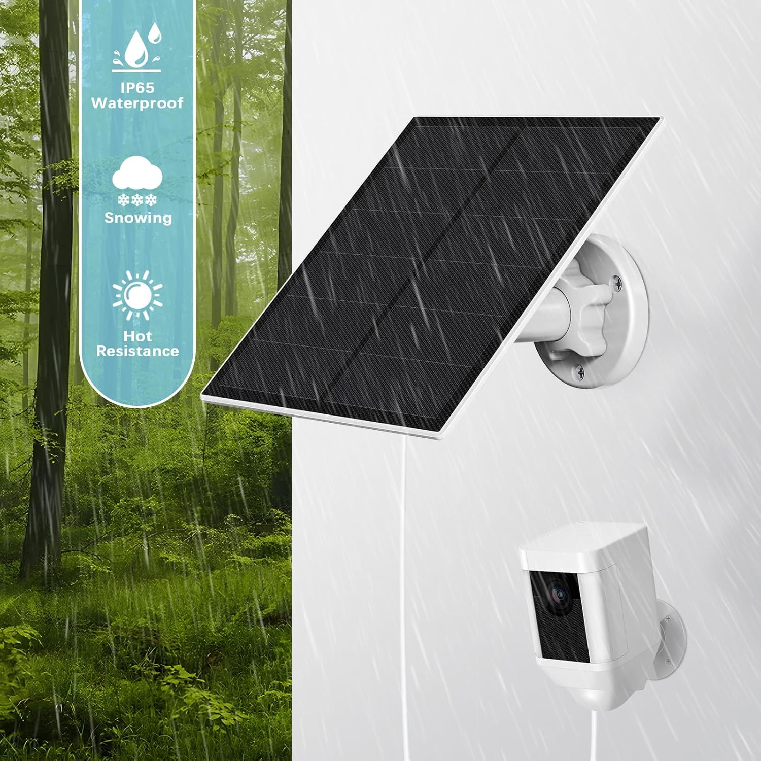 Solar Panel for Ring Camera,5W Solar Panel for Ring Spotlight/Spotlight Pro &Stick up Cam Battery,Stick up Cam 2Nd & 3Rd Gen,Ip65 Waterproof Solar Charger (White) image number 3