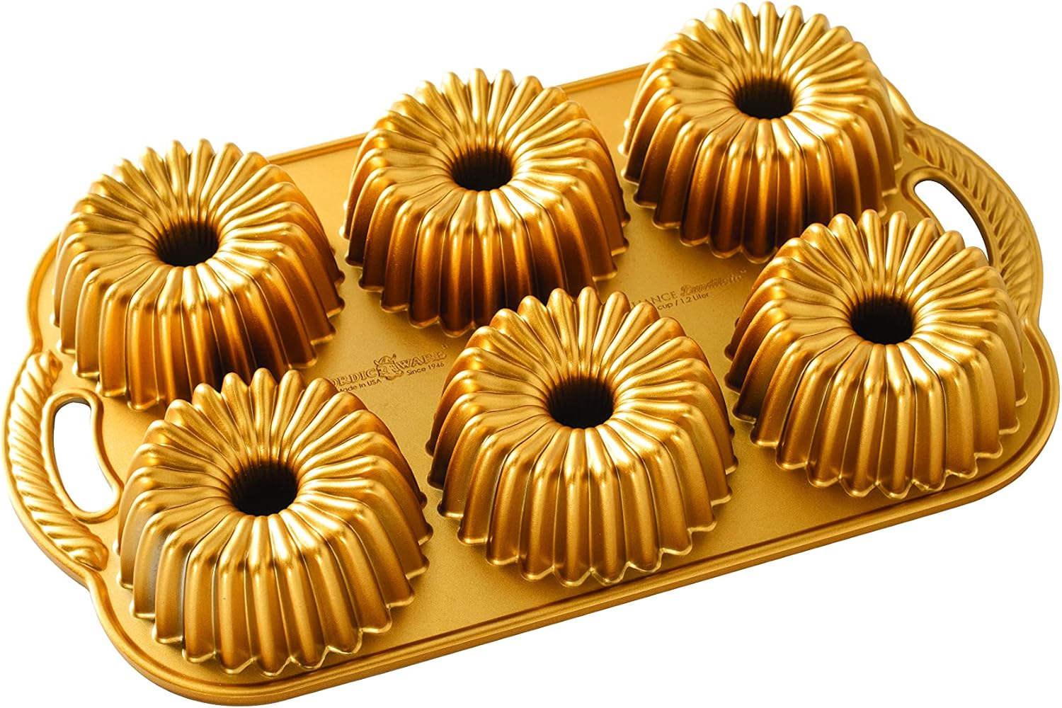 Nordic Ware USA Brilliance Cast Aluminium Bundtlette Pan, Gold, 38 X 23 X 4.5 Cm image number 2