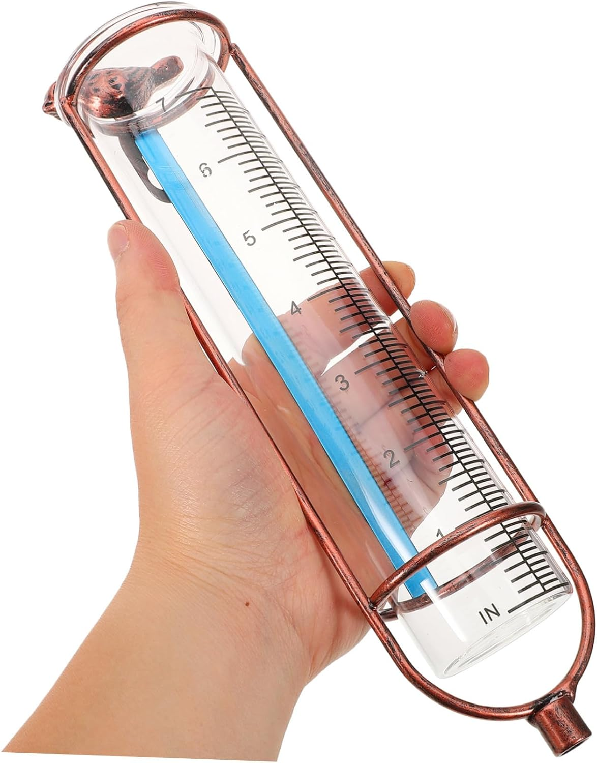 Replacement Rain Gauge Tube Glass and Iron Outdoor Measurement Tool with Red Gasket for Garden Lawn Weather-Resistant Digital Rain Gauge Tube image number 3