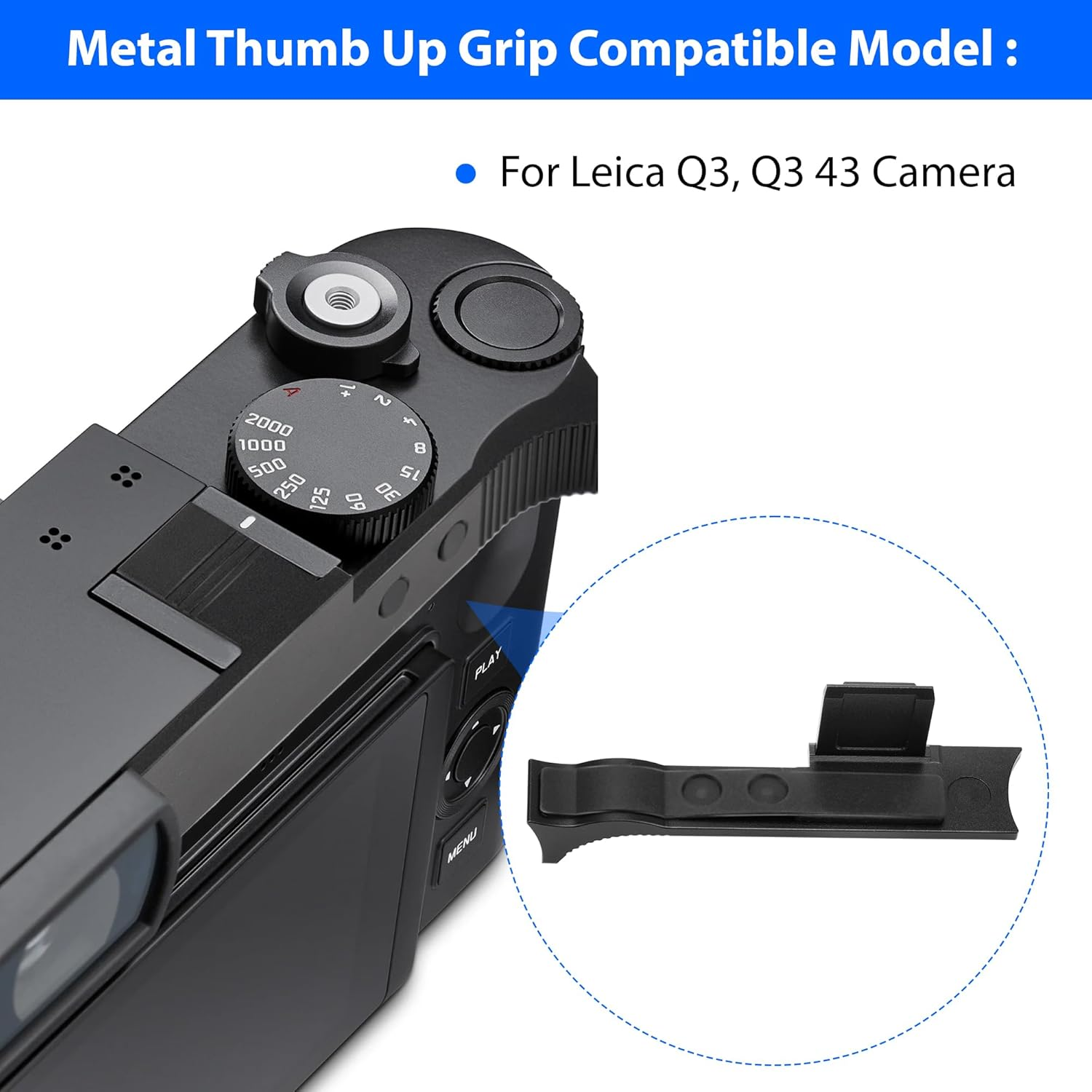 For Leica Q3,Q3 43 Thumb Grip Camera Thumb Support Grip Aluminum Handgrip Black image number 3