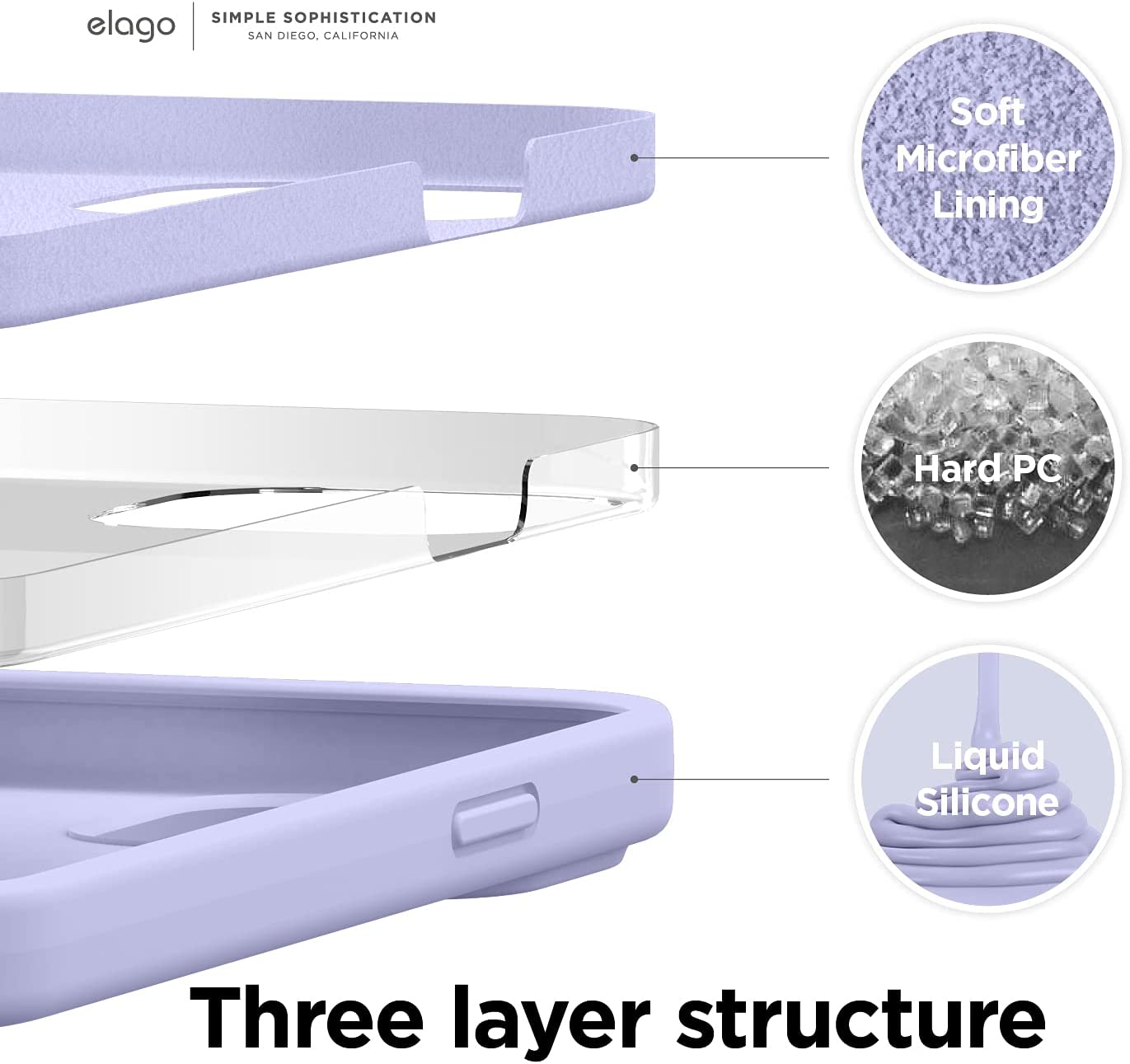 Elago Liquid Silicone Case Compatible with Iphone 13 Case (6.1"), Premium Silicone, Full Body Protection - 3 Layer Shockproof Phone Cover, Anti-Scratch Soft Microfiber Lining (Purple) - Brown image number 4