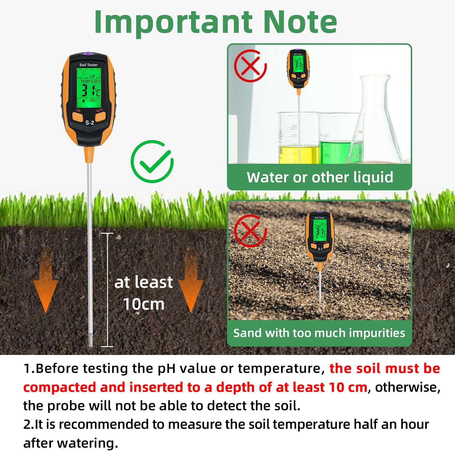 Mcbazel 5-In-1 Soil Ph Tester for Precise Gardening: Ph/Moisture/Light/Temperature and Humidity,Digital Sensor Hygrometer Soil Detector for Gardening Lawn Farming and Outdoor Plants -S2 image number 3