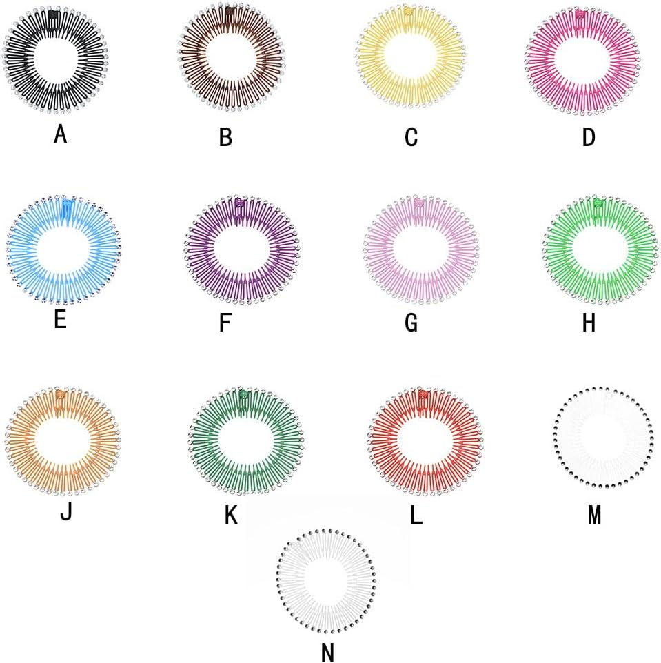 Full Circular Rhinestones Stretch Comb Flexible Circle Combs Hairband Holder Head Band Party Hairdressing Headwear Rose Red - Clear image number 2