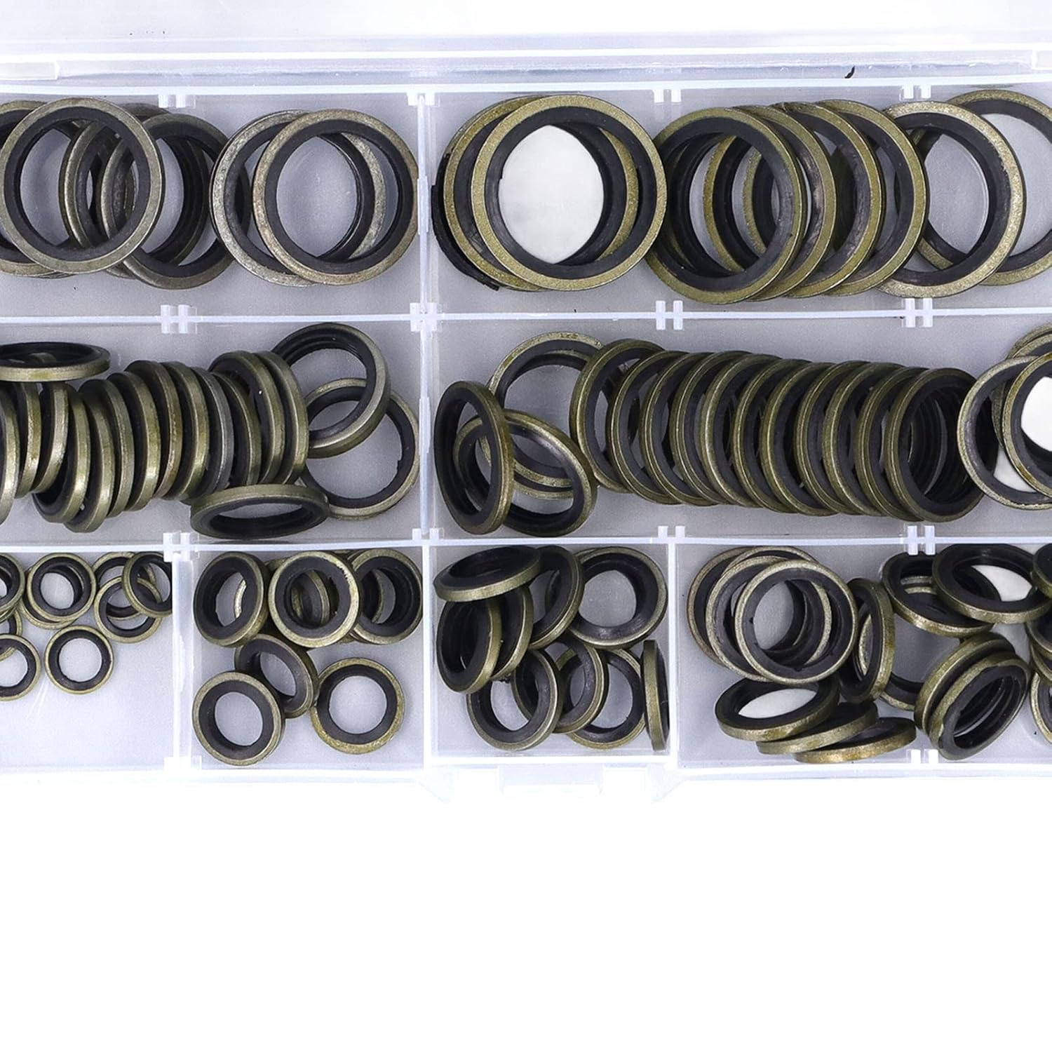 110Pcs Metal Rubber Bonded Seal Oil Washers, M6 M8 M10 M12 M14 M16 M18 M20 Rubber Gasket Assortment with Storage Box for Pipe Joint and Screw Plug image number 3