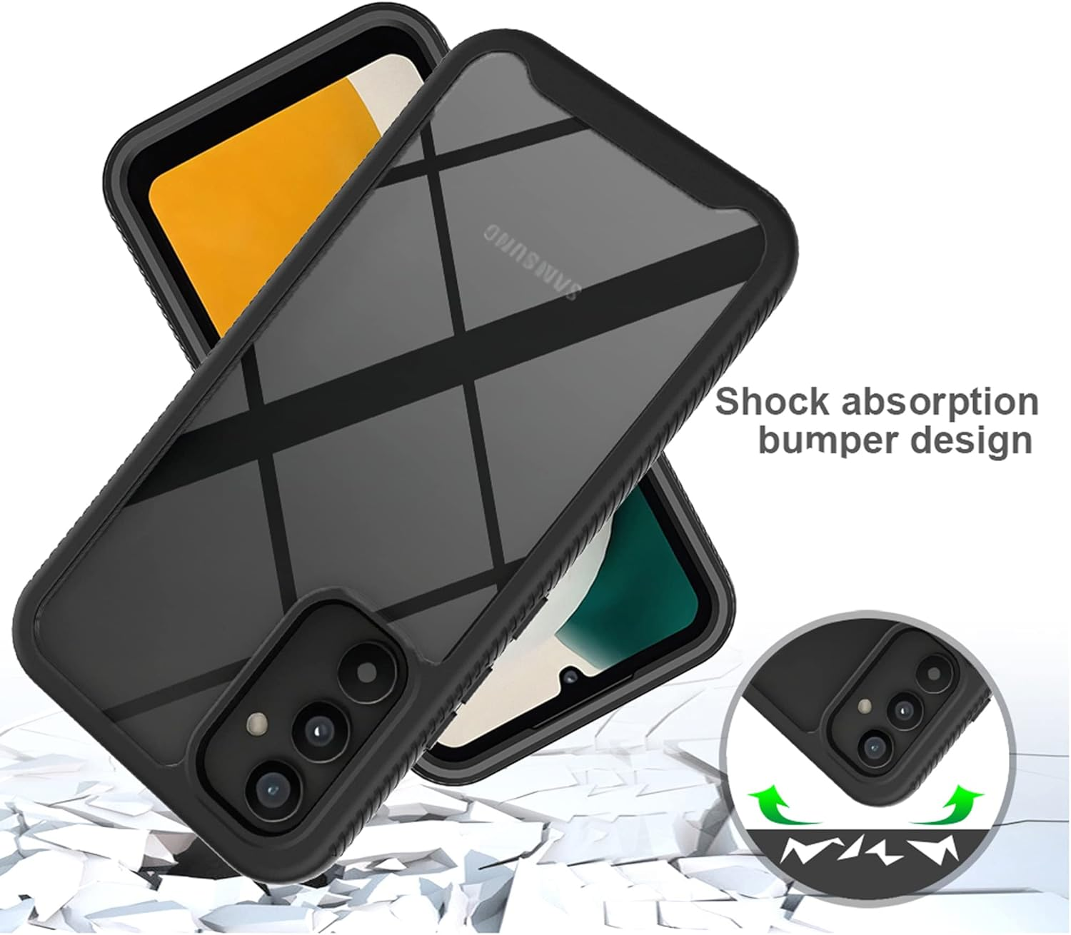 Case for Samsung Galaxy A34 5G 360 Degree Full Protection Mobile Phone Case Shockproof Scratch-Resistant Dustproof Clear Case Outdoor Armoured Case with Screen Protector and PC Bumper, Dark Blue image number 6