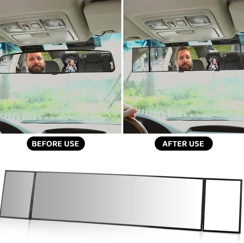 Car Tri-Fold Wide Angle Blind Spot Rearview Mirror &ndash; Foldable 3-Sided Interior Panoramic Anti-Glare Clip-On Mirror for Cars, Suvs, Trucks, Universal Fit image number 6