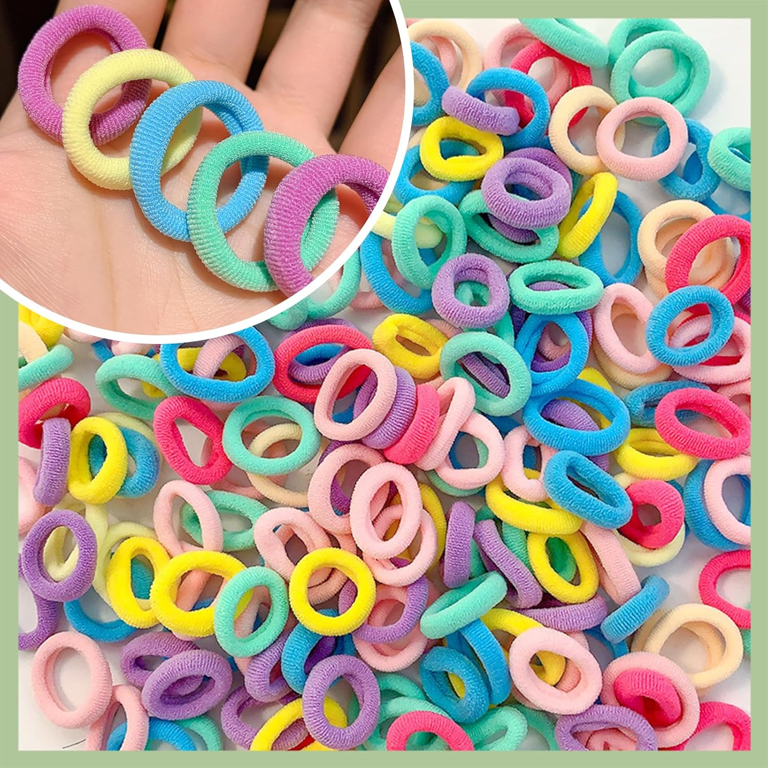 Pack of 100 Hair Bobbles Girls Colourful Elastic Hair Bobbles Small Hair Bobbles Colourful Mini Seamless Hair Bands Ponytail Holder Soft for Little Girls Children image number 1