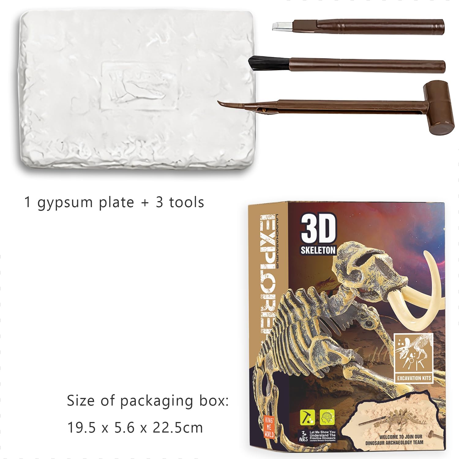 Kids Archeology Dinosaur Bones Digging Kit, Dinosaur Fossil Dig Kit for Kids (Mammoth)