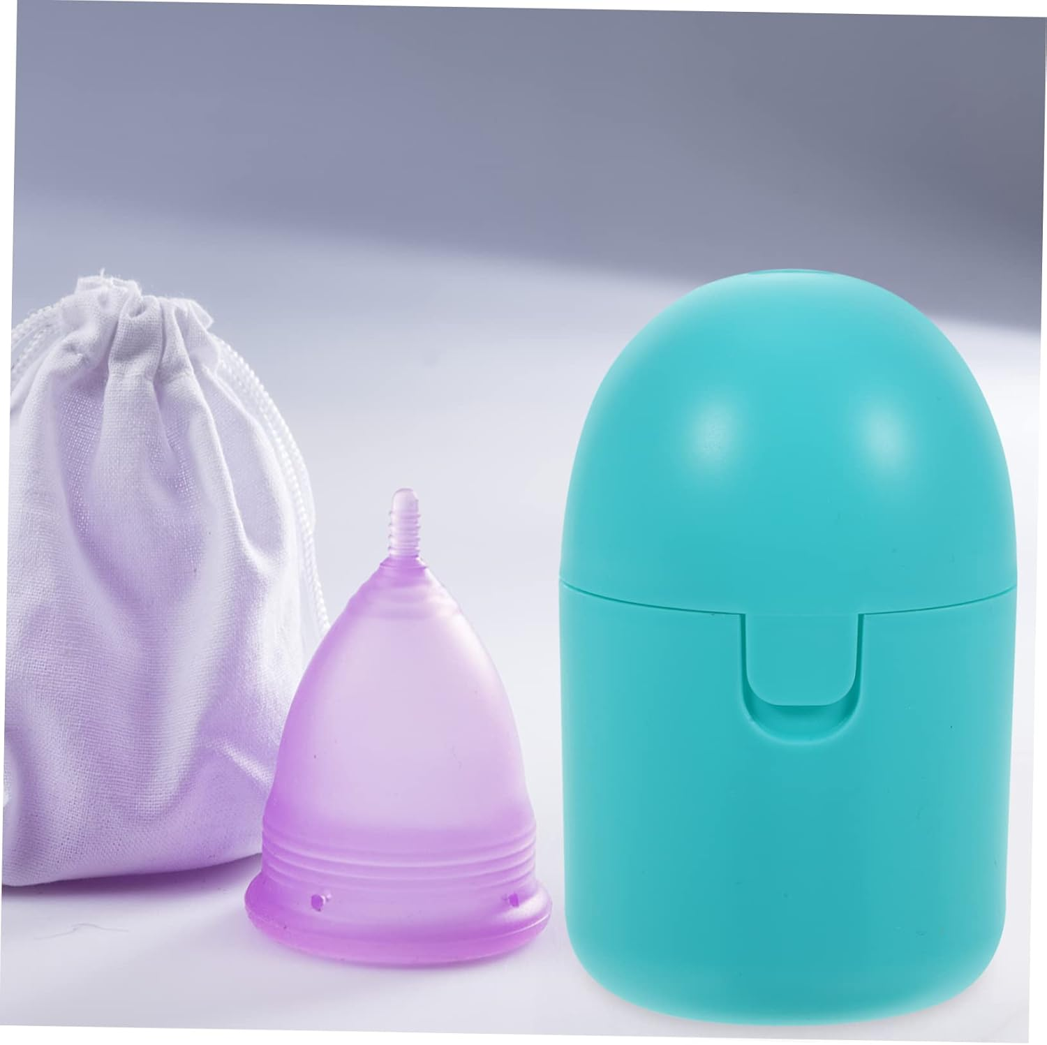 OATIPHO 2Pcs Storage Box Disinfection Function Blue Microwave Sterilizer for Women&rsquo;S Personal Supplies Period Organizer and Cleaner - White image number 2