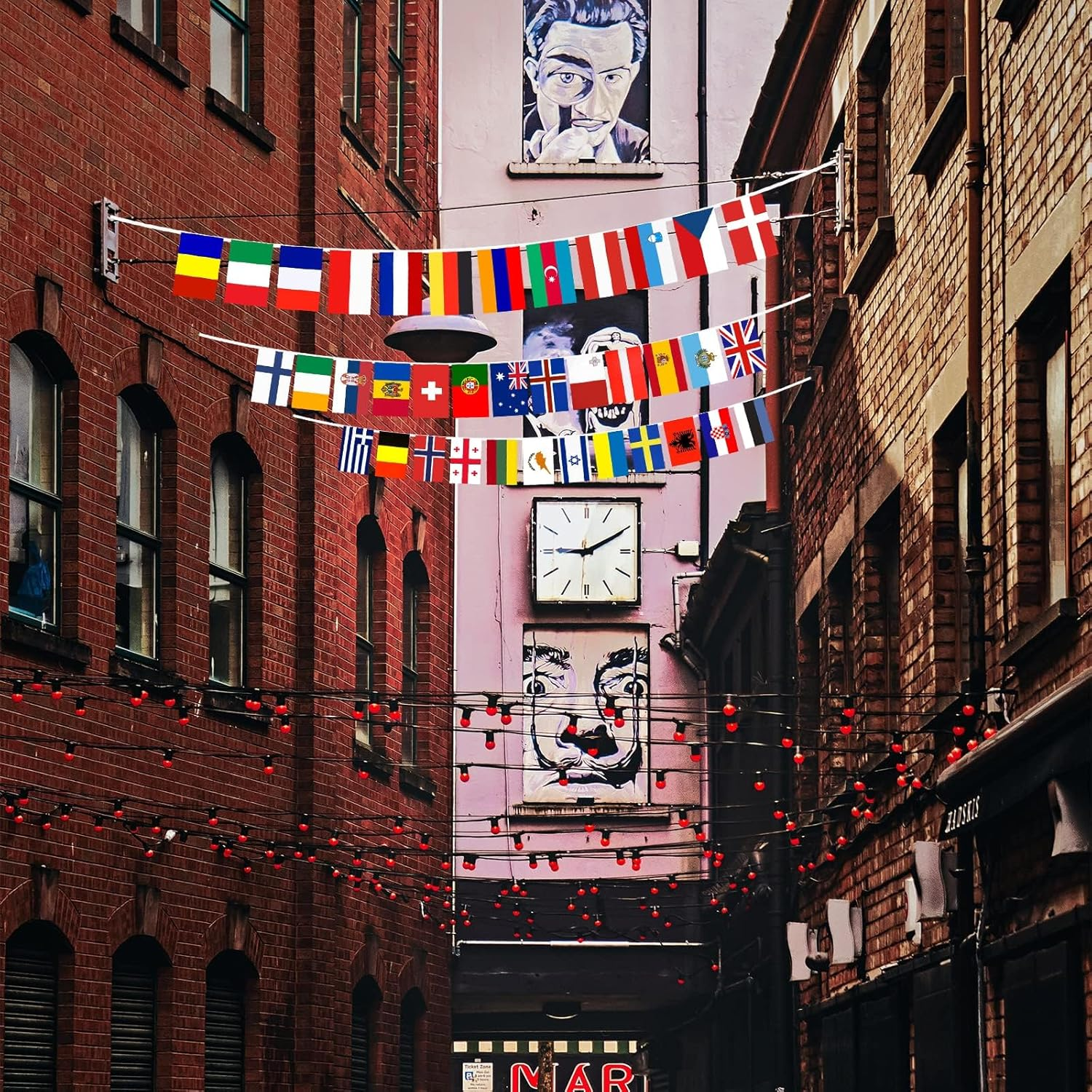 Eurovision Party Decorations Bunting Banner - 10M Eurovision 2025 37 European Flags Bunting 2025 Eurovision Song Contest Decorations for Indoor Outdoor Garden Bar Restaurant,Eurovision Party Supplies