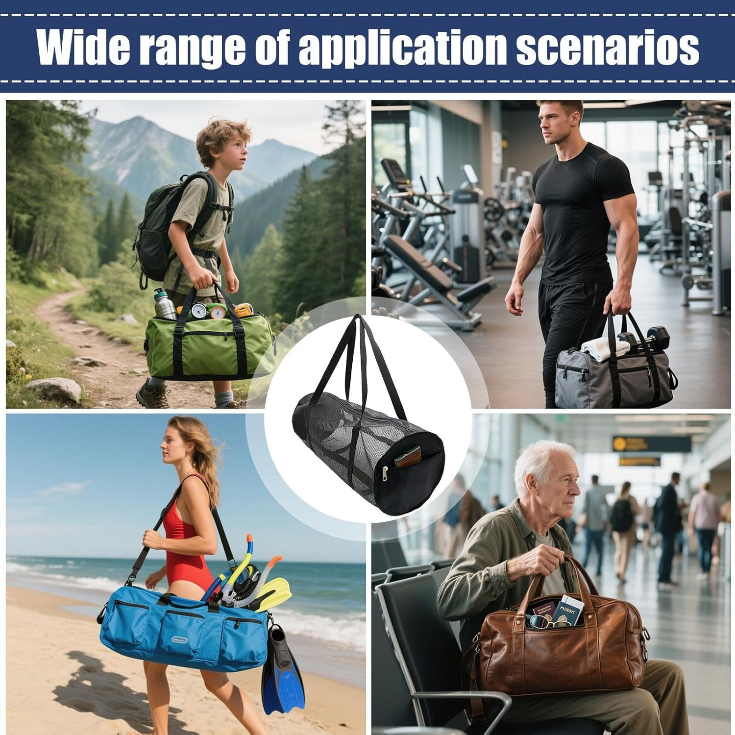 Dive Bag for Gear - Mesh Duffle Bag,Foldable Large Duffle for Holding Basketball Volleyball Soccer, Laundry Gym Dive Snorkeling Swimming Beach Scuba Pool Travel image number 2