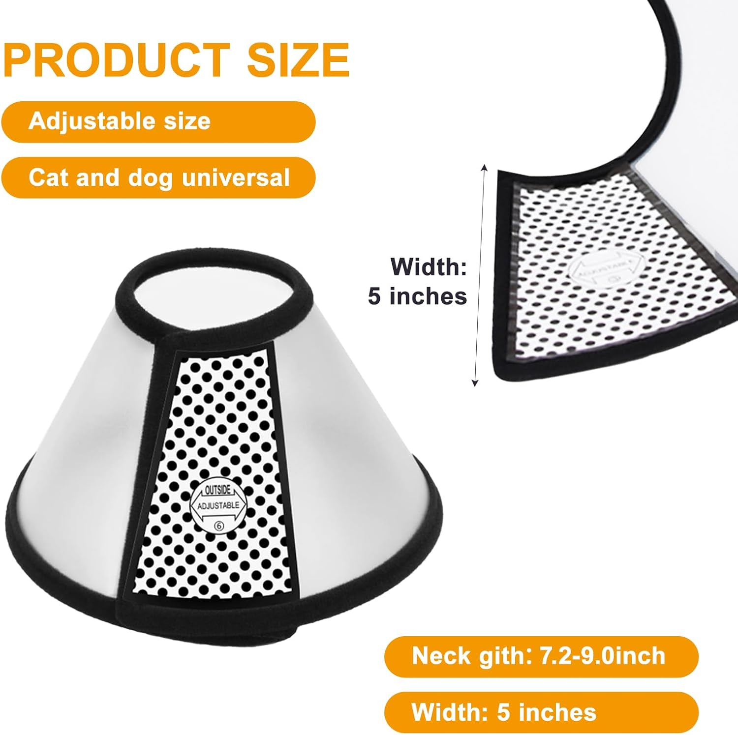 DAJING Cat Cone - Lightweight Plastic Elizabethan Collar for Cats, Mini Dogs, and Rabbits | Prevent Licking and Biting | Soft and Comfortable | Suitable for Recovery and Grooming (M, Black) image number 6