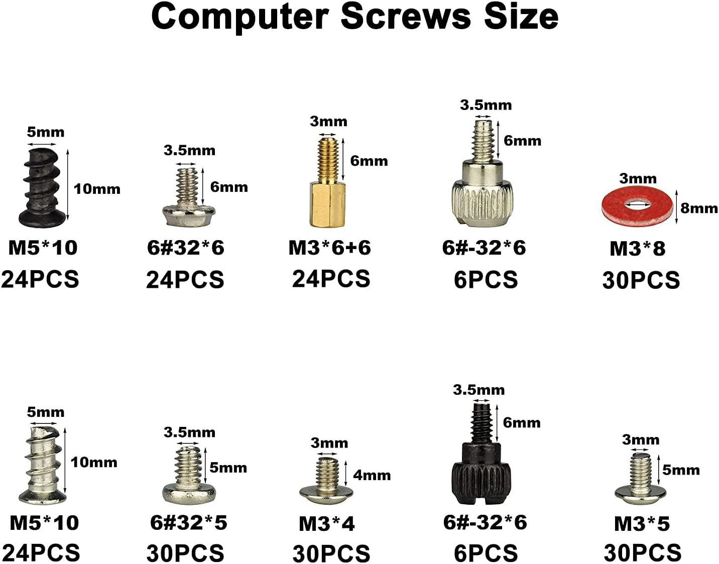 228Pcs Computer Screw Standoffs Assortment Kit, Pc Case Screws for Hard Drive Computer Case Motherboard Fan Power Graphics image number 4