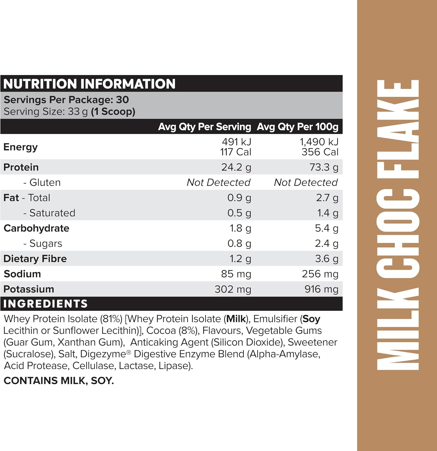 Muscle Nation Milk Chocolate Flavour Whey Protein Isolate 990G (30 Serves) image number 2