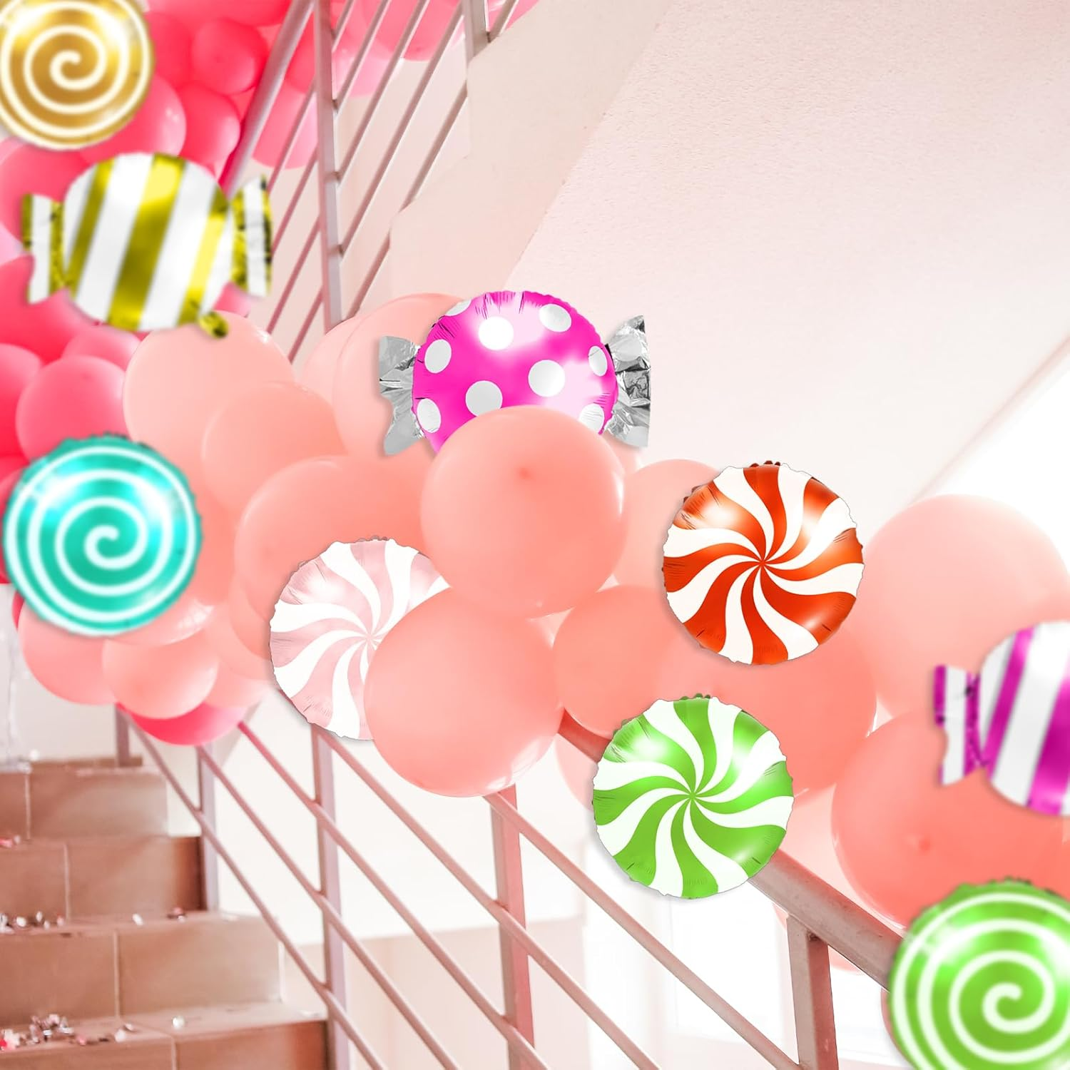 NILLOS Candy Themed Party Decorations, 12 PCS round Lollipop Balloon for Birthday, Festival (4 Styles) image number 1