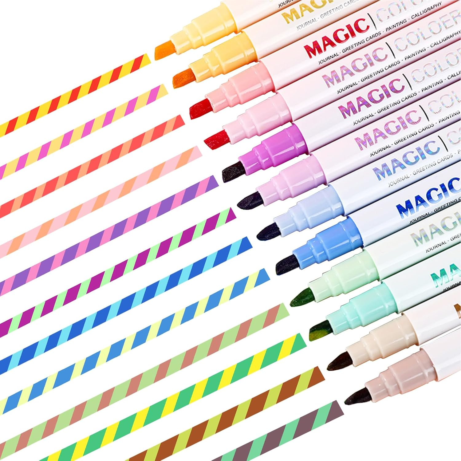 SAYEEC Magic Color Changing Markers, 12 Vibrant Colors Amazing Magic Highlighters, Double Sided Fun Fluorescent Drawing Marker Pens for DIY Cartoon Diary, Note Taking, Coloring Book, 3D Lettering