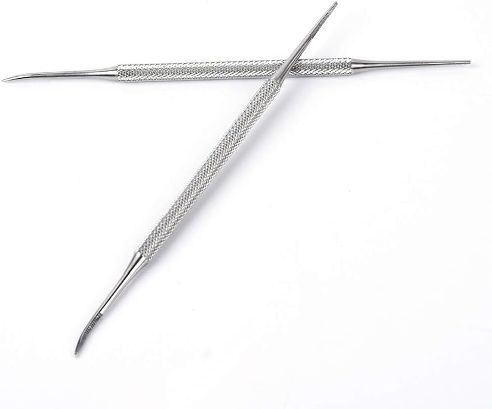 2Pcs Stainless Steel Nail Groove Dirt Pick Double Head Toenail Remover Pusher File Cuticle Pedicure with Non Slip Hand Toenail Pick Tool Accessories
