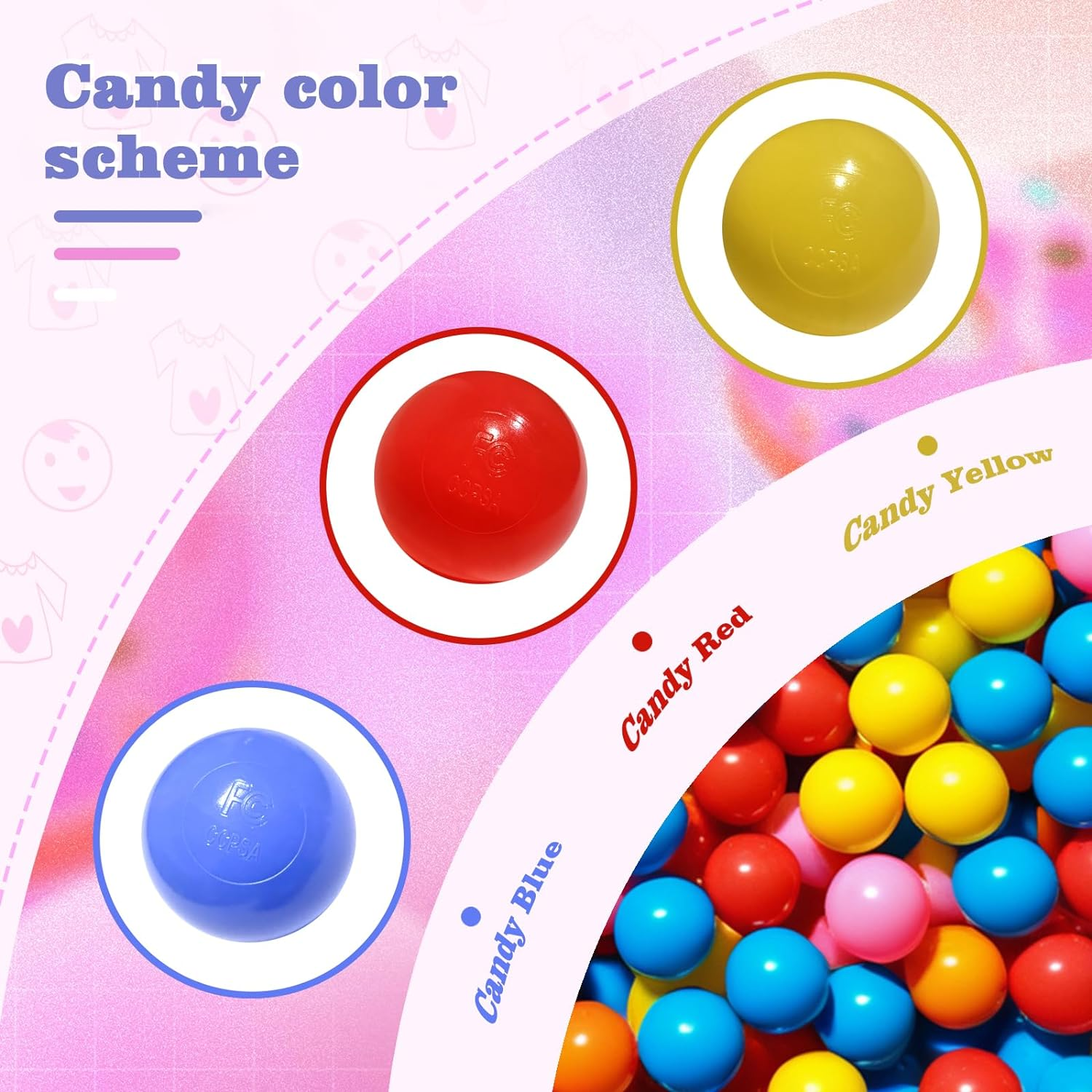 140 Pcs Colorful Soft Plastic Ball Pit Balls,Plastic Balls for Ball Pit,Play Balls Pool Tent Balls for Babies,Reusable and Durable Balls.(140 Pack) image number 2