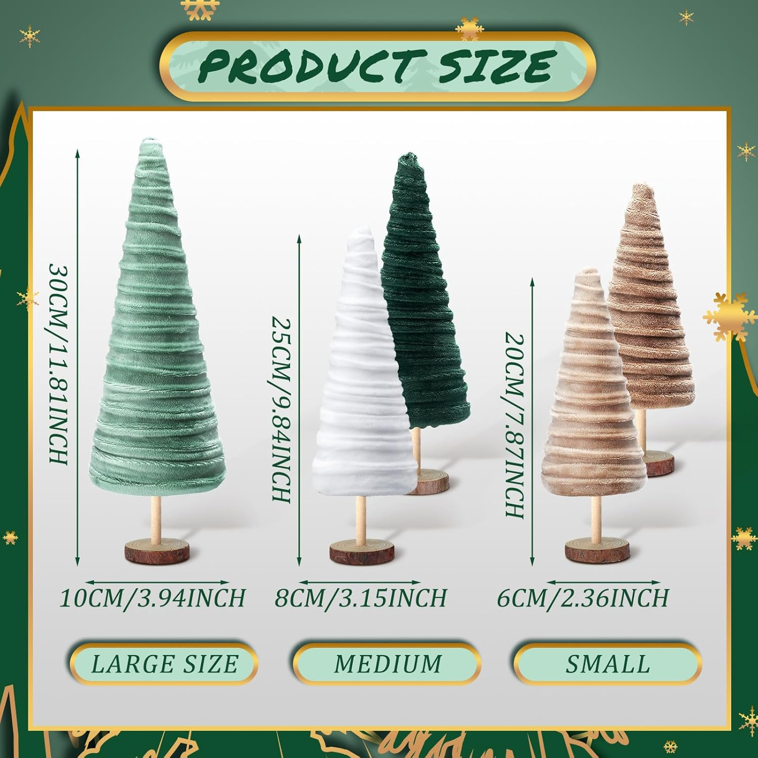 Kigley 5 Pcs Christmas Velvet Trees Set Neutral Christmas Decoration Boho Christmas Cone Trees Flocked Tabletop Centerpieces Farmhouse Home Decorations for Kitchen Xmas Party Mantel Tiered Tray Gift image number 1