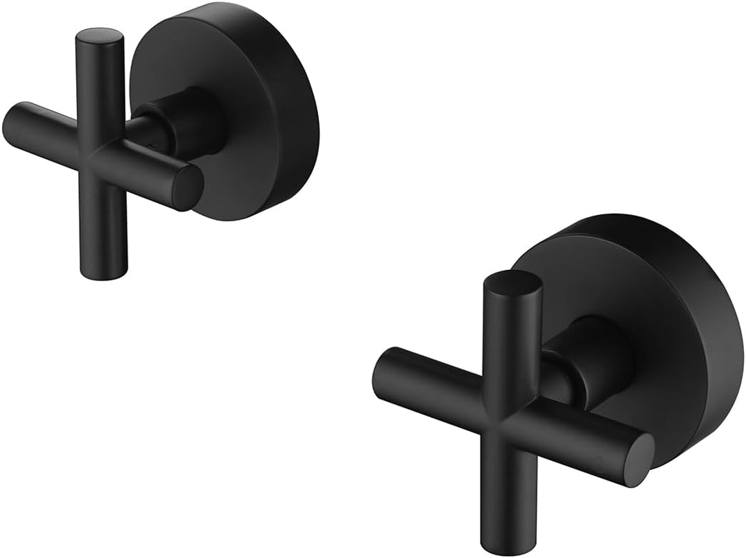 Decaura Shower Mixer Taps 1/4 Turn Twin Tap Cross Handles Levers Hot Cold Shower Spindles Kits Bathtub Solid Brass Watermark (Chrome)