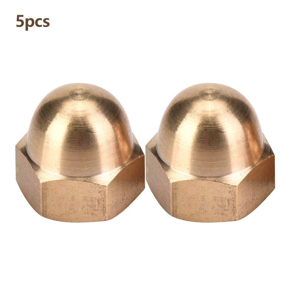 Brass Acorn Nuts Kit, Hex Nut Set with Dome Head Cap M3-M12, for Automobiles, Tricycles and Electric Vehicles (M12(5PCS))