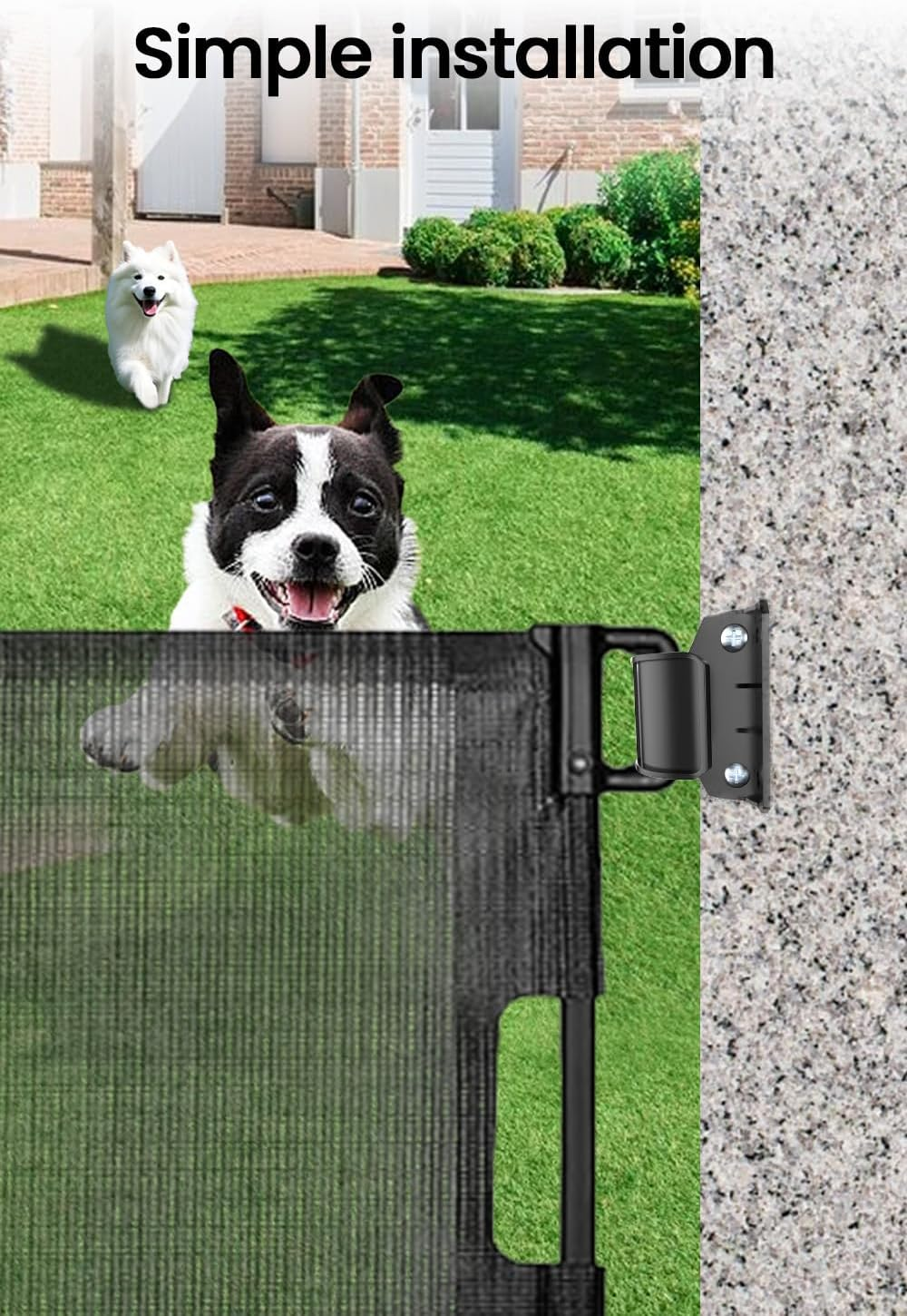 Yaekea Retractable Baby Gate Replacement Parts Compatible with 55" W X 33" H Retractable Baby Gates Including 2 Latches+2 Brackets+1 Set of Screws for Dog Gate Easy Installation image number 2