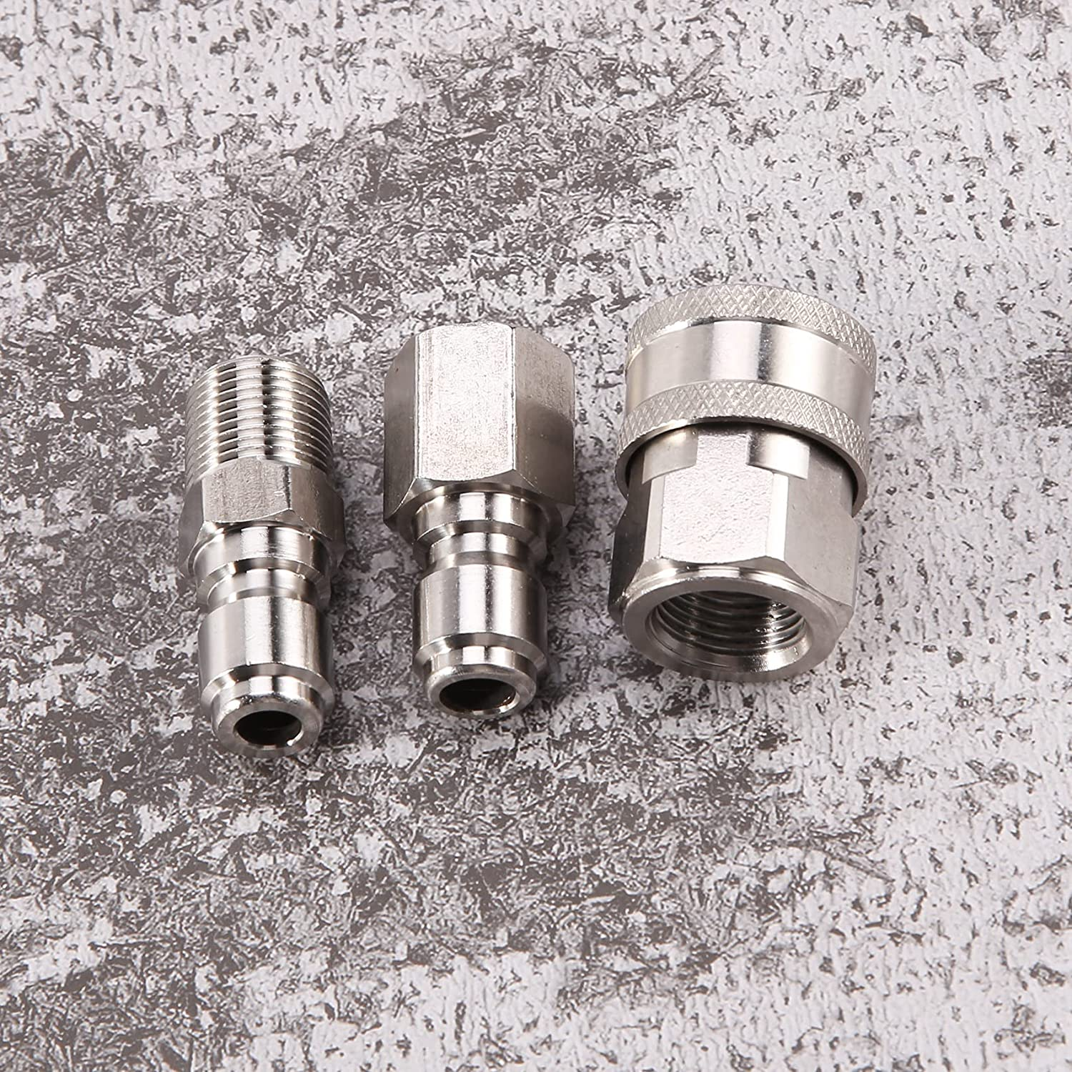 NPT 3/8 Inch Male and Female Quick Connector Kit Pressure Washer Set and 1 Pieces NPT 3/8 Inch Pressure Washers Quick Connector Plug Male Nipple image number 6