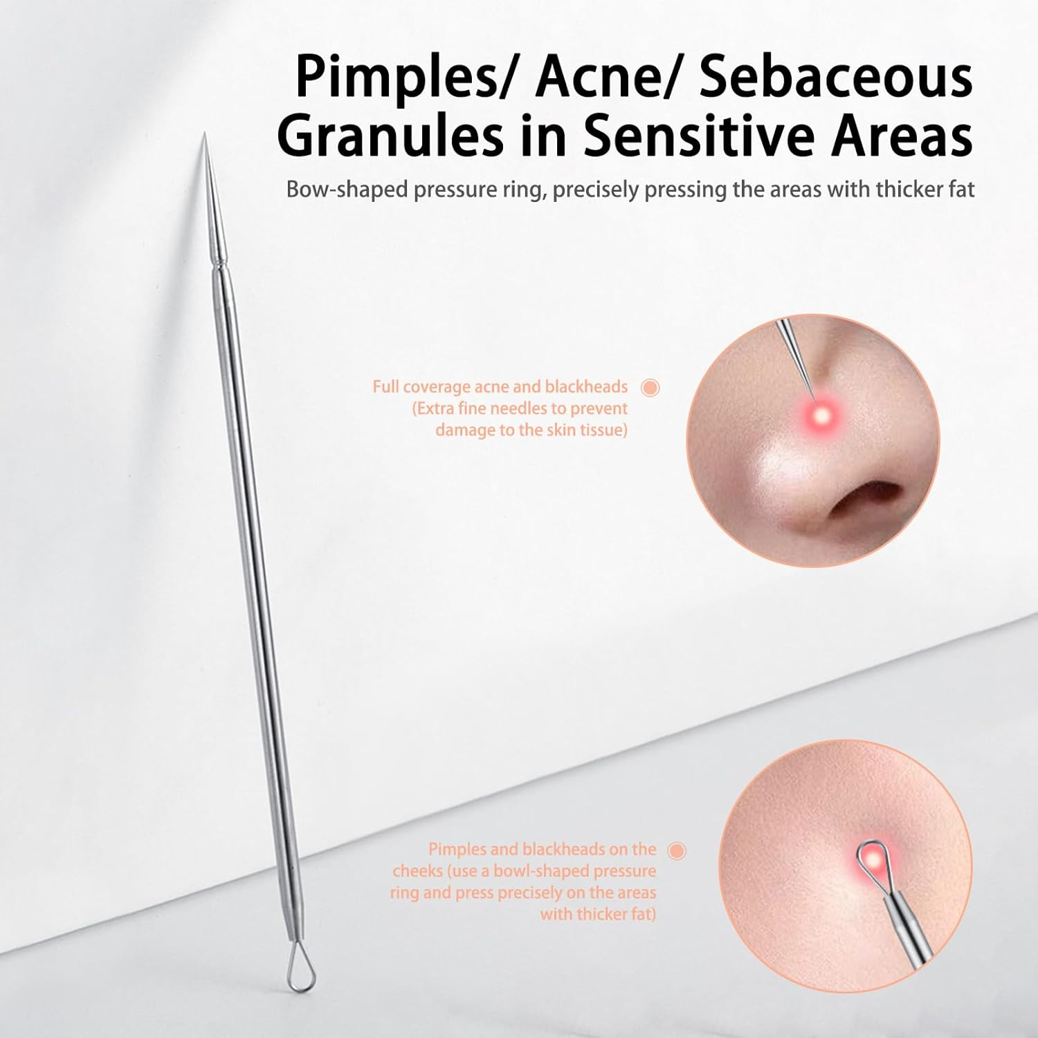 Xolixorium Stainless Steel Lancet Needle Pimple Popper Tool Professional Comedone Removal Tool with Blackhead Remover for Facial Milia Whitehead Extractor Skin Care Tools Pimple Popping Kit 2 Pieces image number 3