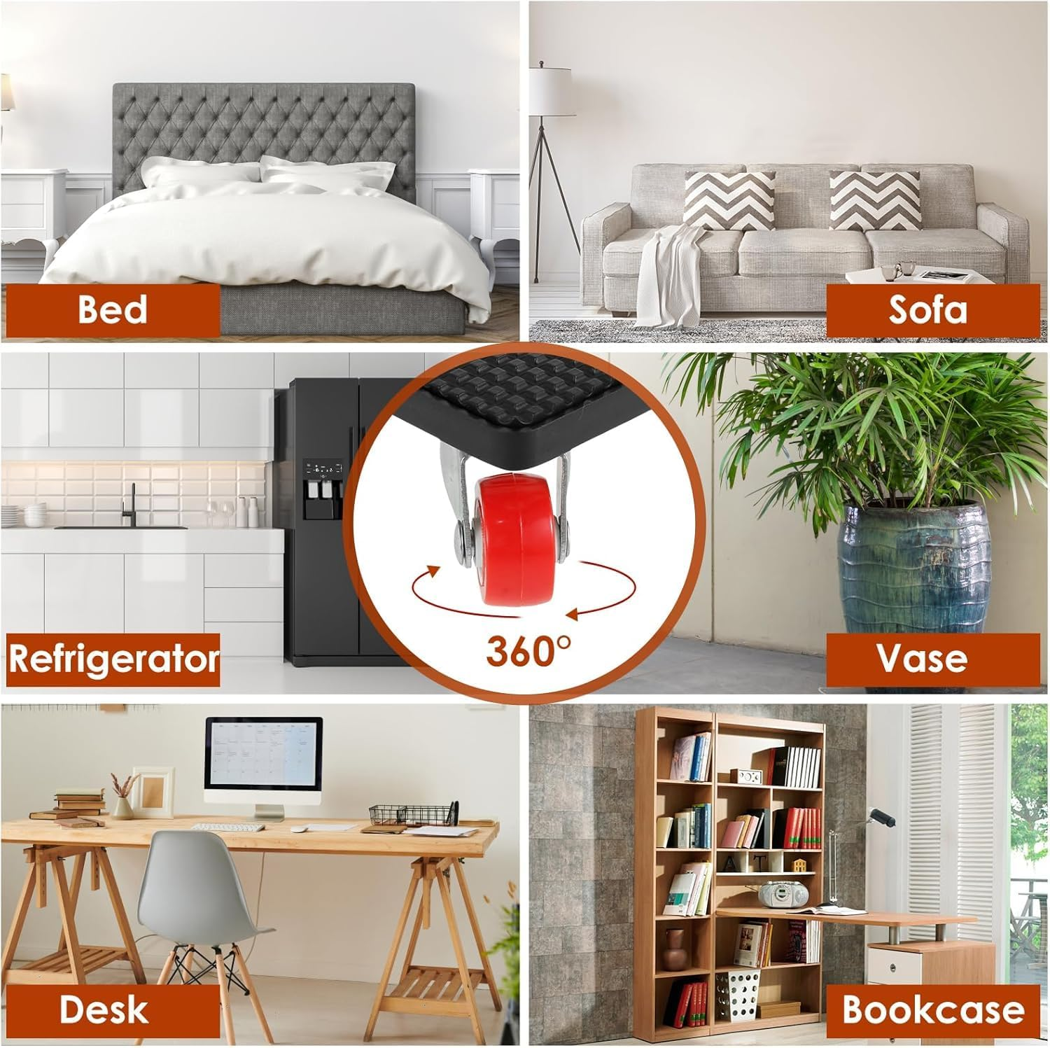 Furniture Lifter Set and Furniture Mover with 5 Wheels & Lifter Set, 360&deg; Rotation Wheels,Furniture Moving Tool, Max up for 260KG for Moving Heavy Furniture, Refrigerator, Sofa, Cabinet image number 1