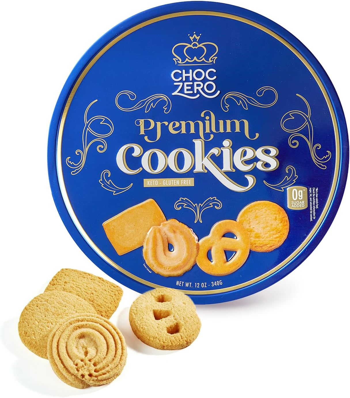 Choczero - Keto Butter Cookies - Danish Sugar Free Cookies, Large Gift Tin, Gluten Free, Low Carb (1 Can,