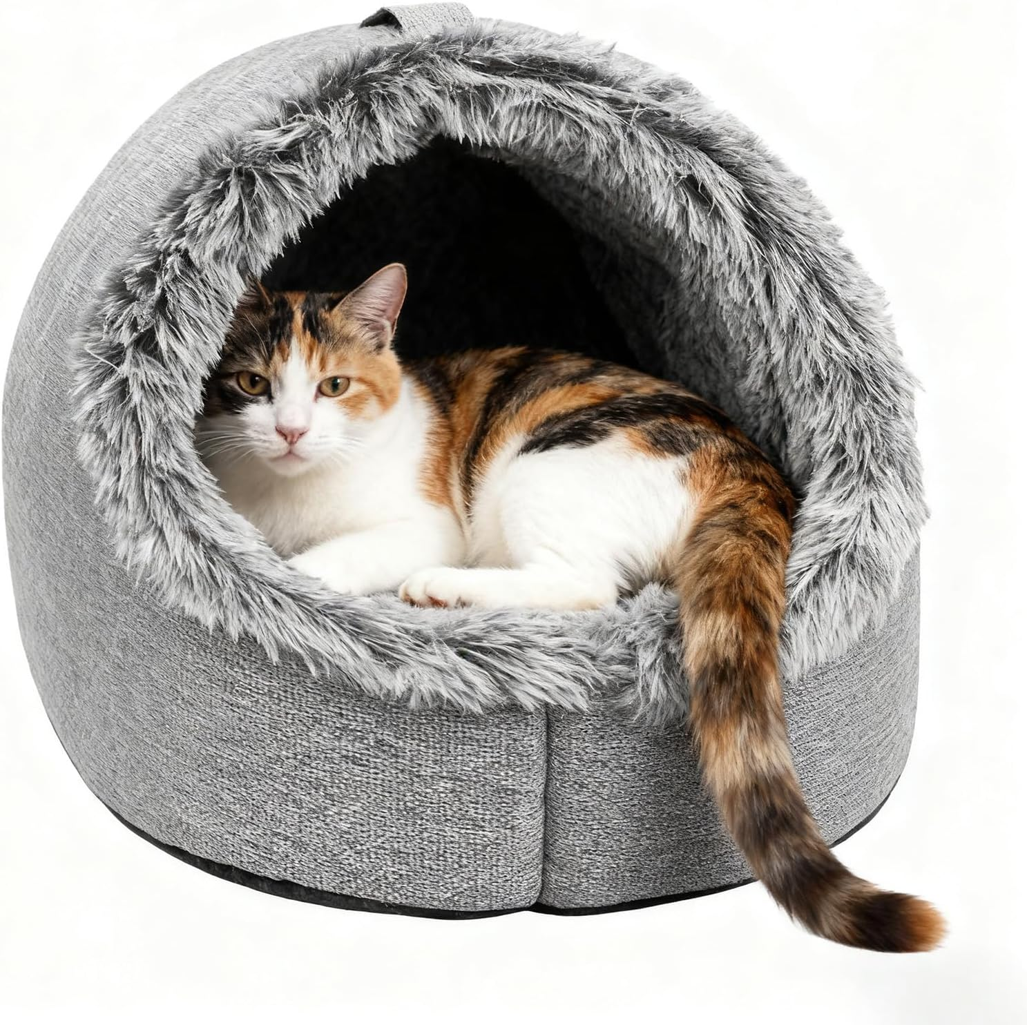 Cat Cave Bed, 40&times;34&times;32 Cm Soft Cat Bed House with Removable Washable Cushion, Foldable Portable Pet Beds, Enclosed Cats Beds for for Indoor Cats, Comfortable Pet Sleeping Cave for Kittens, Dogs
