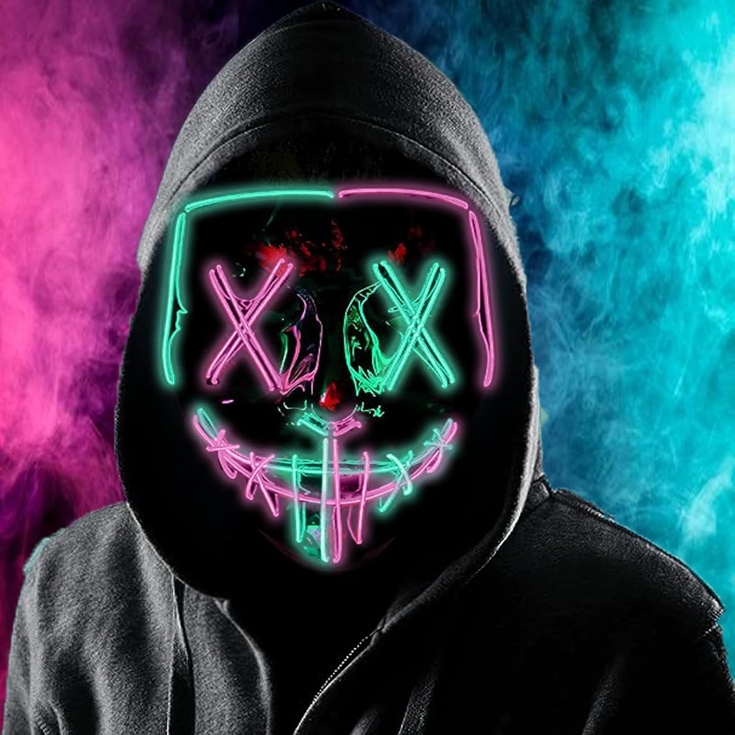 Boolavard Halloween Mask LED Light up Mask for Festival Cosplay Halloween Costume Masquerade Parties, Carnival, Gifts