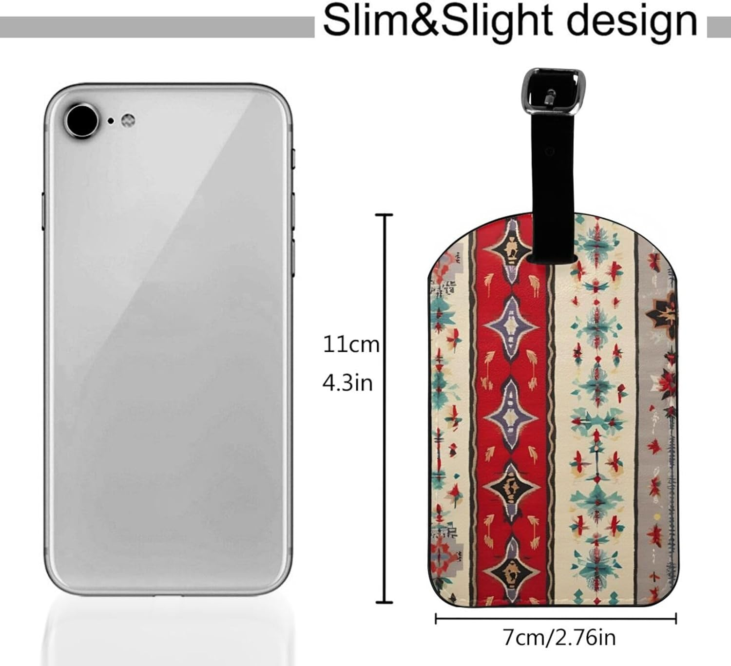 Navaho Style Print Elegant Tag Stylish Tag Luggage Tag 4.3 X 2.76 Inch for Suitcases Travel Bags image number 1